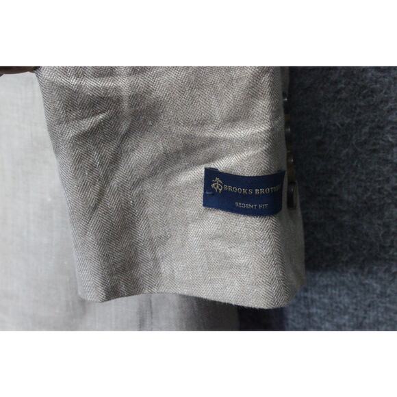 Brooks Brothers Blazer Mens 46R Tan Linen Regent Fit 346 Two Button Sport Coat - Picture 5 of 8
